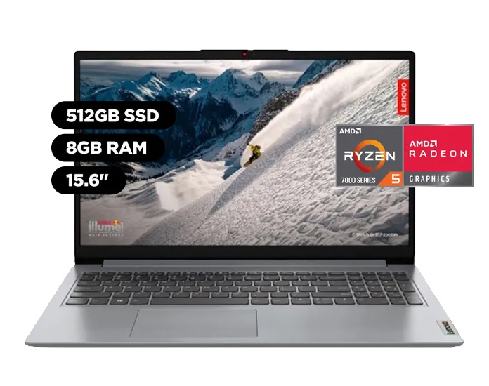 LAPTOP LENOVO AMD RYZEN 5 7520U 2.8/4.3GHZ IDEAPAD 1 15AMN7 15.6" FHD TN  8GB LPDDR5-5500 / SSD 512 